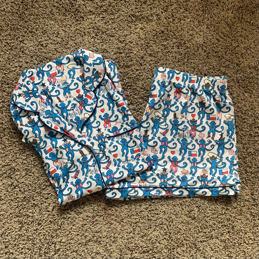 Roller Rabbit Dallas Monkeys Polo Pajama Shorts Set